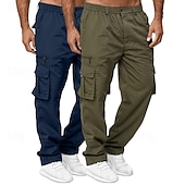 economico Pantaloni cargo-Per uomo Pantaloni Cargo Pantaloni da escursionismo Elastico in vita Multi-tasche Semplice Traspirante Lunghezza intera All'aperto Casuale Quotidiano Stile Etnico Stile Classico Verde+Cachi Blu+Cachi