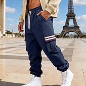 economico Carico-Per uomo Pantaloni da tuta Pantaloni in Pile Joggers Pantaloni Pantaloni invernali Coulisse Tasca Elastico in vita Patchwork Comodità Caldo Sport all'Aperto Quotidiano Moda Casual Nero Bianco