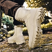 economico Scarponi da trekking-stivali da combattimento impermeabili marroni da uomo con suola ammortizzante e supporto rinforzato alla caviglia, calzature tattiche resistenti per lavoro, escursionismo e campeggio