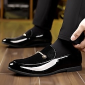 رخيصةأون أحذية لوفر-حذاء رجالي من الجلد الصناعي باللون الأخضر مع حلقات ذهبية مزخرفة - حذاء أنيق ومريح لحفلات الكريسماس والتجمعات الرسمية