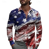  Per uomo 4 luglio, 250° anniversario degli Stati Uniti Bandiera Americana Camicia Camicia casual Camicia da Spiaggia Manica Lunga Casual Confortevole Vacanza Streetwear Camicia hawaiana Primavera