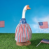 billige Veranda gåseantrekk-2 stk. patriotiske verandagåseantrekk sementgåskostyme 4. juli-stil gåsantrekk inkludert sløyfe og hatt til hagedekorasjon fest uteplass julegave