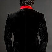 billige Blazer og jakke-Herre Blazer jakke ملابس السهرة للرجال Formell Bryllup Jul Lomme Jul Fest Høst vinter Alle årstider Fløyel Ensfarget Grunnleggende Enkelt Brystet Enn-knapp Blazer Svart