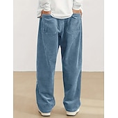 ieftine Picior drept-Bărbați Pantaloni Pantaloni Corduroy Pantaloni largi Pantaloni casual Pantaloni de sport cu picior drept Cordon Talie elastică Culoare solidă Confort Lungime totală Zilnic Casă În aer liber Modă Șic