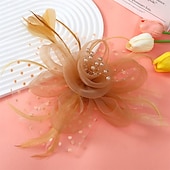 billige Fascinatorer-fascinators Tyll Fedora Bryllup Te Fest Hesteløp cocktail Elegant Årgang Enkel Med Fjær Hodeplagg Hodeplagg