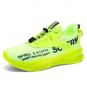 abordables Chaussures de Course pour Hommes-Baskets jaunes de style urbain pour hommes avec semelle à coussin d'air et tige en mesh, chaussures de sport légères et tendance pour la course, la salle de sport et les vêtements décontractés