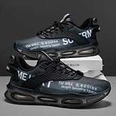 abordables Chaussures de Course pour Hommes-Baskets jaunes de style urbain pour hommes avec semelle à coussin d'air et tige en mesh, chaussures de sport légères et tendance pour la course, la salle de sport et les vêtements décontractés