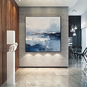 abordables Peintures Abstraites-Peinture à l'huile abstraite, faite à la main, représentant un paysage de lac sur toile. Art personnalisé, paysage de campagne, décoration intérieure.