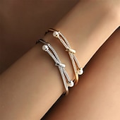 cheap Bracelets-Zircon Geometrical Totem Series Cute Stylish Simple Trendy Chrome Bracelet Jewelry Silver / Golden For Wedding Party Engagement Prom