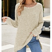 halpa Naisten Yksinkertaiset Paidat-Naisten Pusero Yhtenäinen väri Tyylikäs Vapaa-aika Pitkähihainen Tiukka pyöreä kaula-aukko Tavalliset topit Päivittäin Rypytetty Ruohonvihreä Musta Punastuvan vaaleanpunainen Viini Sininen Kevät