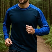 baratos Camisetas e Regatas de Corrida-Homens Bloco de cor Camisa de treino Blusa de corrida Primavera &amp; Outono Manga Longa Roupa Esportiva Academia Corrida Ginástica Preto Amarelo Roxo Roupa de esporte Roupas Esportivas