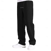 preiswerte Gerade Bein-Herren Jogginghose Jogginghose mit weitem Bein Hose Jogginghose mit offenem Saum Kordelzug Elastischer Bund Einfach Atmungsaktiv Volle Länge Lässig Täglich Sport im Freien Mode Basic Schwarz Rote