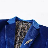 abordables Blazers Classiques pour Hommes-Hommes Manteau d&#039;Hiver Blazers en velours Formel Tenue de soirée Événement / Fête Classique Automne &amp; Hiver Velours Couleur Unie Droit 1 bouton veste Rouge 1 Jaune Bleu Roi Vert foncé