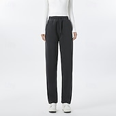 economico Pantaloni a gamba dritta-Per donna Pantaloni Attivo Moda Casual Lunghezza intera Vita media Tinta unica Semplice Coulisse Tasca Fascia Elastica Calore Termico Comodo Micro-elastico All'aperto Lavoro Streetwear Grigio scuro