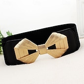 tanie pas-Damskie Pas PU Czarny Złoty Pasek taliowy Ulica Weekend Czyste kolory