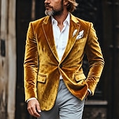 abordables Blazers Classiques pour Hommes-Hommes Manteau d&#039;Hiver Blazers en velours Formel Tenue de soirée Événement / Fête Classique Automne &amp; Hiver Velours Couleur Unie Droit 1 bouton veste Rouge 1 Jaune Bleu Roi Vert foncé