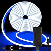 billige Plug Strip Lights-LED neonslyngelys 32,8 fot varm hvit dimbar LED-stripelys DIY fleksibel silikon vanntett neonslyngelys for soverom stue kjøkken innendørs utendørs DC24V (strømadapter inkludert)