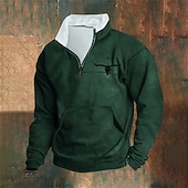 economico Felpe 3D da uomo-Per uomo Maglia Felpa con zip corta Nero Bianco Verde militare Rosso Blu Mezza zip Mucca Mezza cerniera Sport &amp; Outdoor Quotidiano Ferie Poliestere Streetwear Essenziale Casual Autunno Inverno