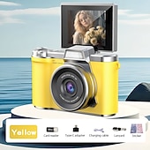 お買い得  アクションカメラ-1080P HDポータブルCCDカメラ 4Kレンズ フリップスクリーン USB充電式リチウムポリマーバッテリー 初心者向け旅行Vlogging 完璧なバレンタインデーギフト 初心者カメラ