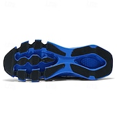 baratos Tênis de Corrida Masculinos-Tênis de corrida futuristas azuis masculinos com cabedal em malha e sola com absorção de impacto, calçados esportivos leves para esportes, academia e moda streetwear
