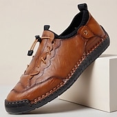 preiswerte Stiefeletten-Braune, handgefertigte Freizeitschuhe für Herren mit weicher Gummisohle und elastischem Kordelzug, bequeme Outdoor-Fahrschuhe für Reisen und den Alltag