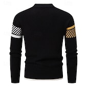 abordables suéter de los hombres-Hombre Suéter de punto Estriado Tejer Tops regulares De Punto Raya Cuello Barco Moda Básico Vacaciones Ropa Cotidiana Ropa Otoño Invierno Negro Blanco S M L