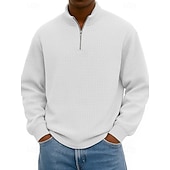 baratos Suéteres básicos-Homens Moletom Moletom com zíper Azul Preto Branco Verde Tropa Azul Marinha Meio Zíper Tecido Imprimir Diário Feriado Para Noite Poliéster Roupa de rua Casual Outono Inverno Roupa Moletons Moletons