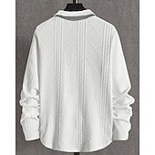 رخيصةأون قميص بولو كلاسيكي للرجال-رجالي قميص الجولف قمصان بولو الجولف عمل فضفاض Lapel كم طويل أساسي الحديث سهل قماش الجاكار Buttons الربيع الخريف عادي أبيض قميص الجولف