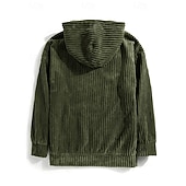economico felpe con cappuccio da uomo di base-Per uomo Felpa con cappuccio Velluto a coste Verde militare Blu Marrone Grigio Con Cappuccio Semplice Tasca a marsupio Sport &amp; Outdoor Casuale Quotidiano senza stampa Streetwear Cool Abbigliamento