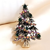 abordables Accessoires pour femmes-broche sapin de Noël – broche de Noël scintillante en cristal vert et arc-en-ciel pour femme