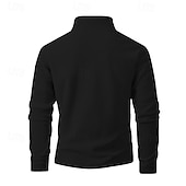baratos Suéteres básicos-Homens Moletom Moletom de lã Moletom com zíper Preto Roxo Cáqui Café Verde Claro Meio Zíper Tecido Quarter Zip Desportos e Ar livre Diário Feriado Poliéster Roupa de rua Básico Casual Outono Inverno