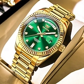 Недорогие Механические часы-OLEVS Мужские механические часы Роскошная мода Камни бизнес Светящийся календарь Водонепроницаемые часы на стальном ремешке