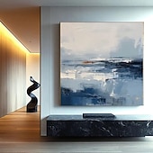 abordables Peintures Abstraites-Peinture à l'huile abstraite, faite à la main, représentant un paysage de lac sur toile. Art personnalisé, paysage de campagne, décoration intérieure.