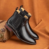 お買い得  チェルシーブーツ-メンズブラウンフェイクレザーチェルシーブーツ - スタイリッシュなスリッポンデザイン、快適で多用途、フォーマルやスマートカジュアルなシーンに最適