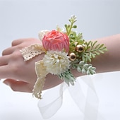 billiga Bröllopsbuketter-Bröllop handled blommor Handleds Corsage Bröllop / Fest Tyg Blomstil