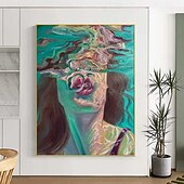 Картина с дайвингом, дайвинг, настенное искусство, плывущая девушка, картина с зеленым абстрактным искусством, дайвинг в океане, чувственная женщина, плавающая, настенное искусство на холсте, ручная работа Недорогие Картины с людьми-Картина с дайвингом, дайвинг, настенное искусство, плывущая девушка, картина с зеленым абстрактным искусством, дайвинг в океане, чувственная женщина, плавающая, настенное искусство на холсте, ручная работа