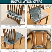 tanie Pokrowiec na krzesło do jadalni-Pokrowce na siedzenia do jadalni, rozciągliwy aksamit, złota tkanina w diamenty, podwójnie elastyczny pokrowiec na stołek z klamrą i językiem, antypoślizgowy pokrowiec na krzesło, dekoracja do hotelu