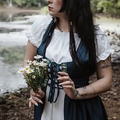 economico Vestiti-Retrò Vintage Medievale Rinascimento Camicia da notte Soprabito Vichingo Irlandese Elfico Due Pezzi Costume Per donna Celtico Costumi da pirata Fantasia Halloween Mascherata Vacanza Casual Quotidiano