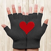 cheap Gloves-Women's 1 Pair Half Finger / Knitted Gloves Streetwear / Outdoor Gloves - Heart Print
