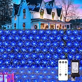economico Strisce LED-Set di luci a rete collegabili 3 in 1 per interni ed esterni, luci decorative per Natale, Capodanno, matrimonio, atmosfera festiva, telecomando a 13 tasti, tensione di sicurezza 31 V, 1,5 * 1,5 m - 96