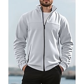 billige Basic gensere-Herre Genser Fleecegenser Genser med full glidelås Aprikos Svart Lilla Oransje lysegrå Opprett krage عادي Ta igjen glidelåsen Lomme Sport &amp; Utendørs Daglig Ferie Polyester Gatemote Grunnleggende