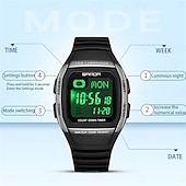 cheap Digital Watches-SANDA Gift for Women Men Digital Watch Large Dial Outdoor Sports Casual Luminous Calendar Date Waterproof Silicone Watch