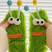billiga Hemma kläder-Unika och roliga fula strumpor, fluffiga monsterstrumpor för kvinnor, mjuka plyschiga vinterstrumpor med aliendesign och 3D-ögon och leende, mysiga, pälsiga tofflor för hemmet eller present