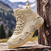 baratos Botas de caminhada-calçados esportivos masculinos bege de cano alto - botas táticas de caminhada duráveis para aventuras ao ar livre