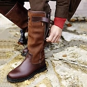 economico Stivali da equitazione-Per uomo Stivali Stivali Chukka Retrò Camminata Vintage Casual Britannico All'aperto Pelle PU Confortevole Antiscivolo Caldo Stivali alti Mocassino Nero / Rosso Marrone scuro Nero Autunno Inverno