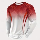 preiswerte 3D-T-Shirts-Herren Linie T Shirt Langarm T-Shirt 3D-Druck Rundhalsausschnitt Hemd Sport Täglich Fitnessstudio Straße Date Blau Rote Purpur Sommer Frühling Herbst Bekleidung S M L XL XXL XXXL