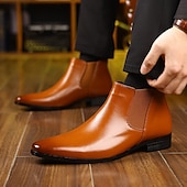 abordables Bottes de Chelsea-Homme Bottes Bottes Chelsea Marche Cuir PU Confortable Antidérapant Bottines Mocassin Bande Élastique Brun claire Brun foncé Noir Été Printemps Automne