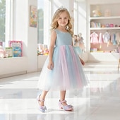 olcso Gyerek hercegnőcipők-Csillámos, szivárványszínű lányka balerinacipők masnival és gyöngy bokapánttal – aranyos hercegnői cipők