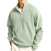 baratos Suéteres básicos-Homens Moletom Estacionar Moletom com zíper Azul Claro Colarinho Clerical Meio Zíper Tecido Zíper Casual Diário Desportos e Ar livre Roupa de rua Legal Roupa de Esporte Primavera &amp; Outono Roupa