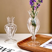 cheap Statues-Cute Flower Bud-shaped Hydroponic Vase A Transparent Glass Flower Arrangement Table Decoration Piece Suitable for Home and Store Table Art Flower Arrangements and Decorative Vases